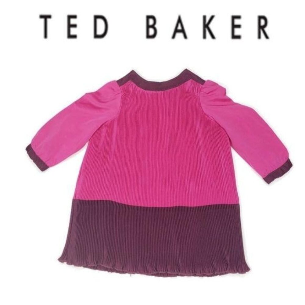 Ted Baker Baby Girls Long Sleeve Pleated Dress 0-3M maroon purple classy dress